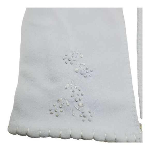 VAN RAALTE Vintage Nylon Size 6.5 Ladies Light Blue Embroidered Women's Glove - Picture 2 of 8